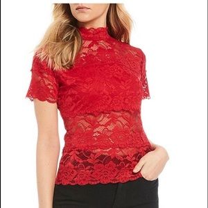 Guess red lace top